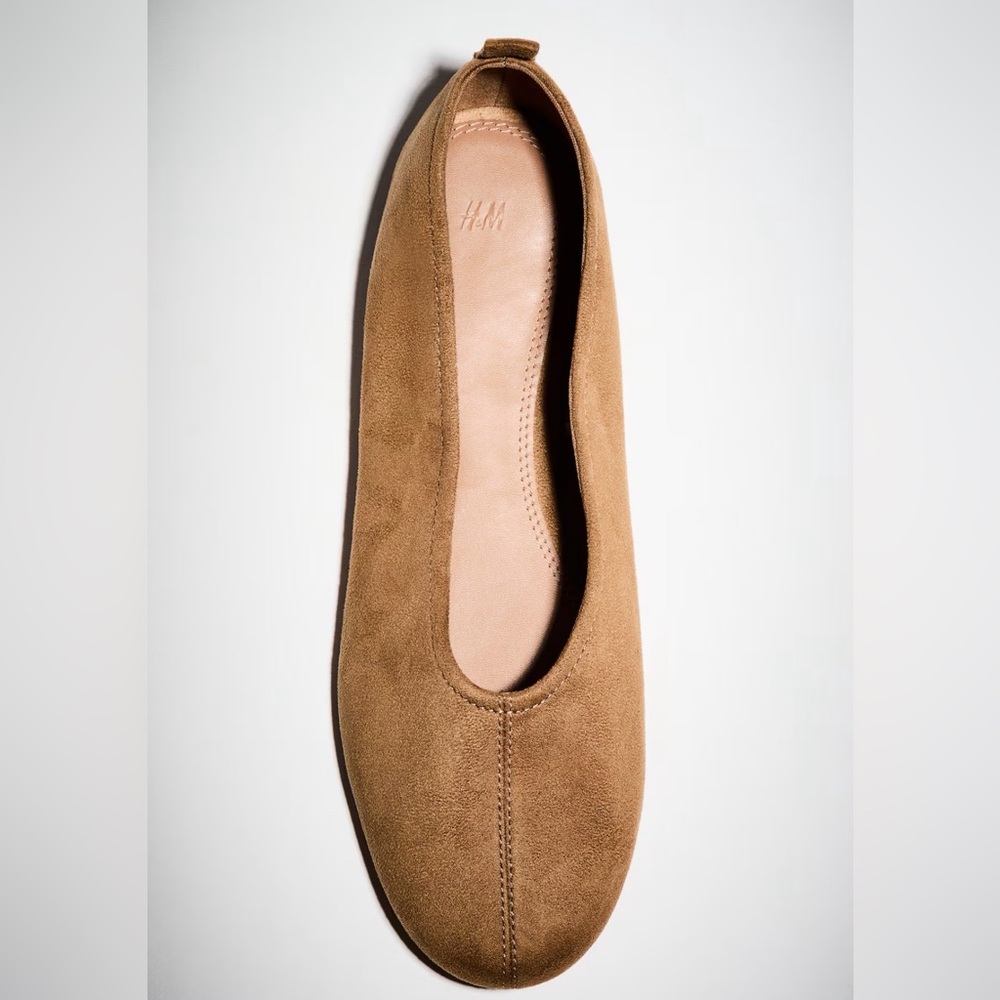 H&M Women's Camel Faux-Suede Ballet Flats - Picture 3 of 5